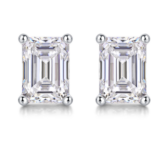 White Gold Baguette Moissanite Studs