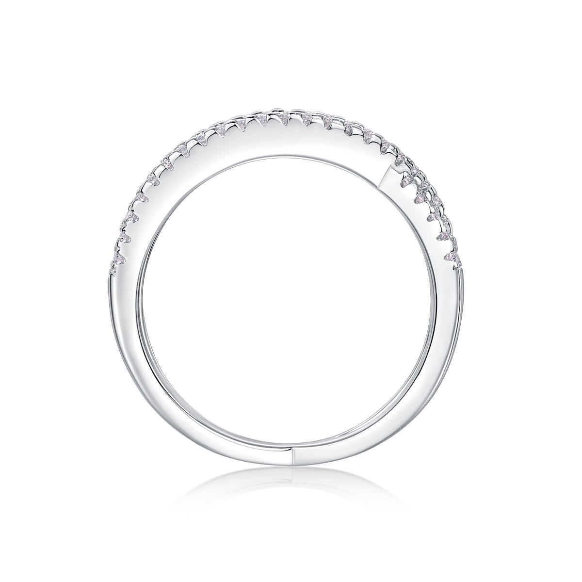 White Gold Crisscross Pavé Moissanite Ring