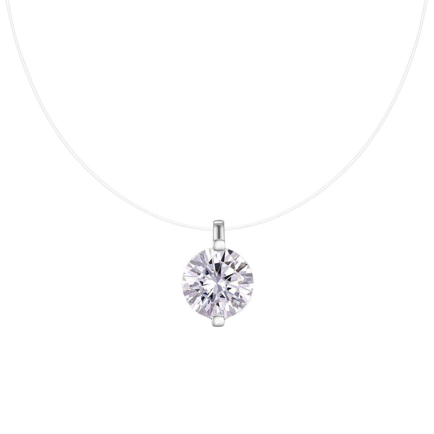 White Gold Solitaire Moissanite Necklace