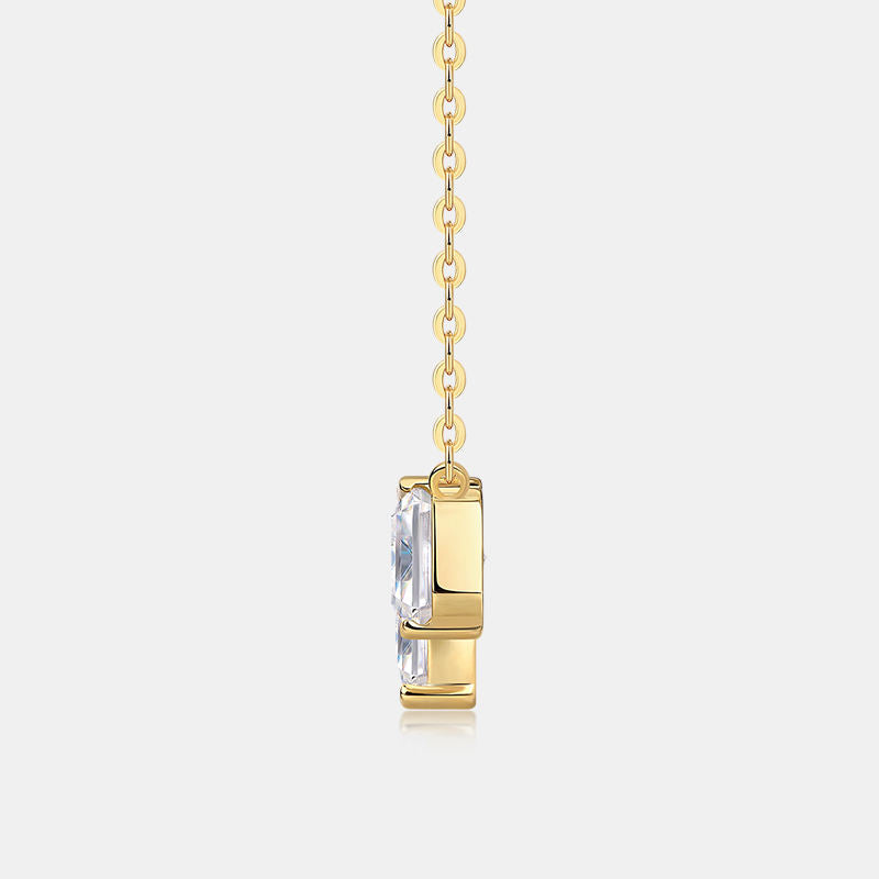 Gold Marquise & Emerald-Cut Moissanite Duo Necklace
