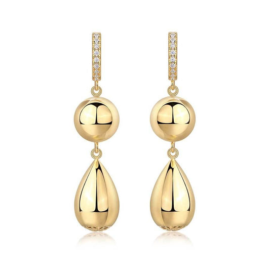 Gold Teardrop & Ball Dangle Moissanite Earrings