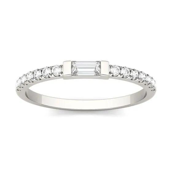 18k White Gold Eternity Band with Emerald Moissanite