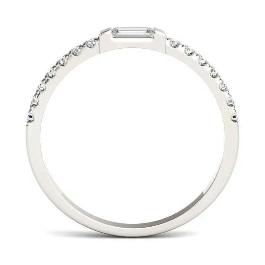 18k White Gold Eternity Band with Emerald Moissanite