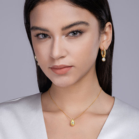 Gold Pear Shape Moissanite Solid Necklace