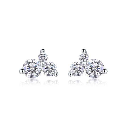 White Gold Cluster Moissanite Earrings