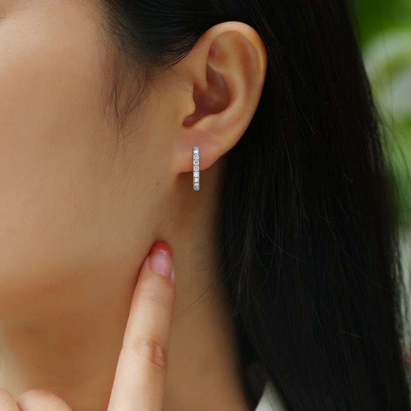 White Gold Inside Out Moissanite Hoop Earrings