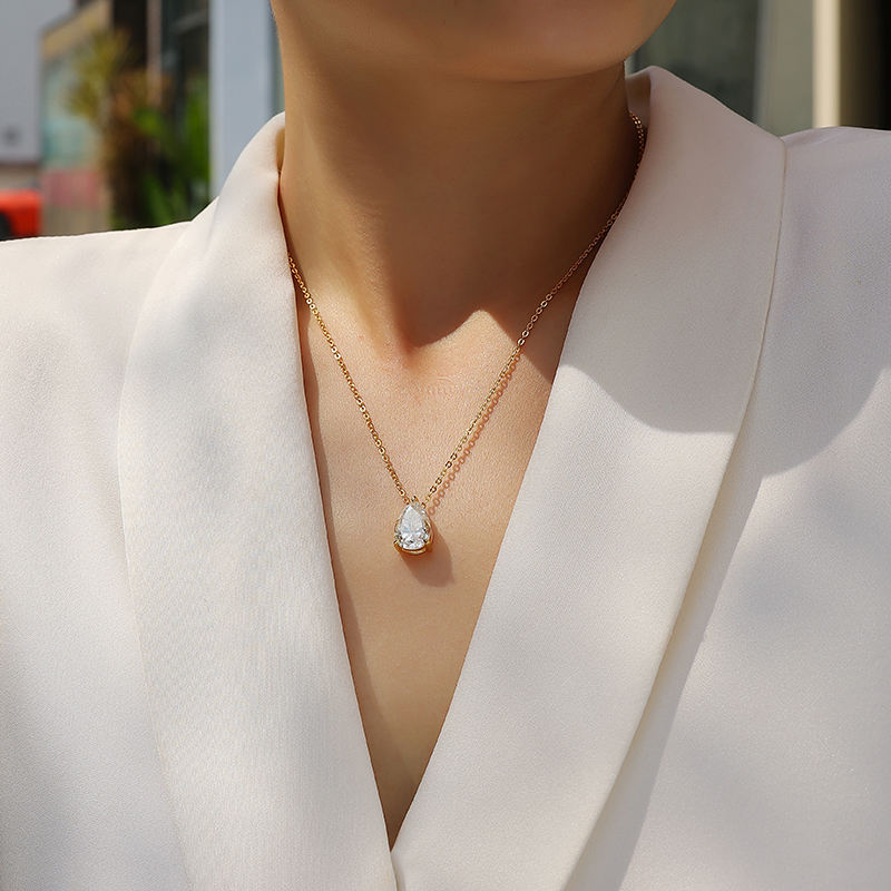 3CT Pear Shape Moissanite Necklace