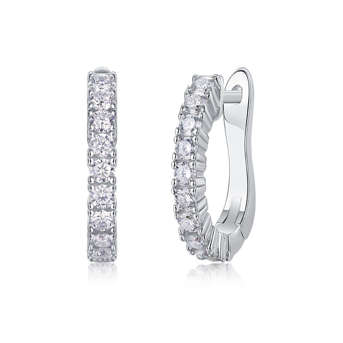 White Gold Inside Out Moissanite Hoop Earrings