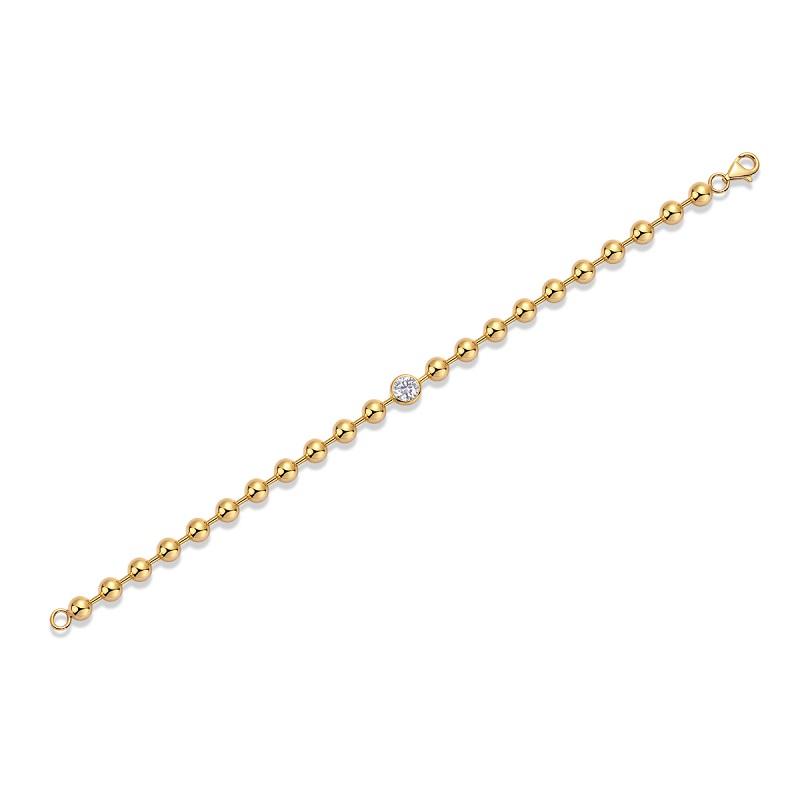 Gold Ball Chain Solitaire Moissanite Bracelet