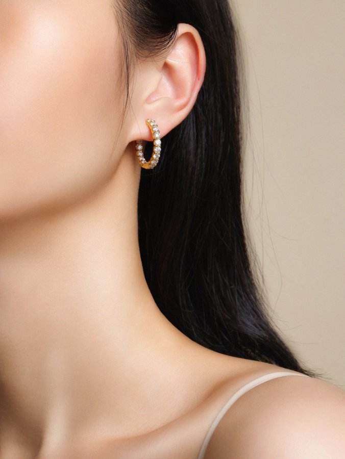Gold Moissanite Huggie Earrings