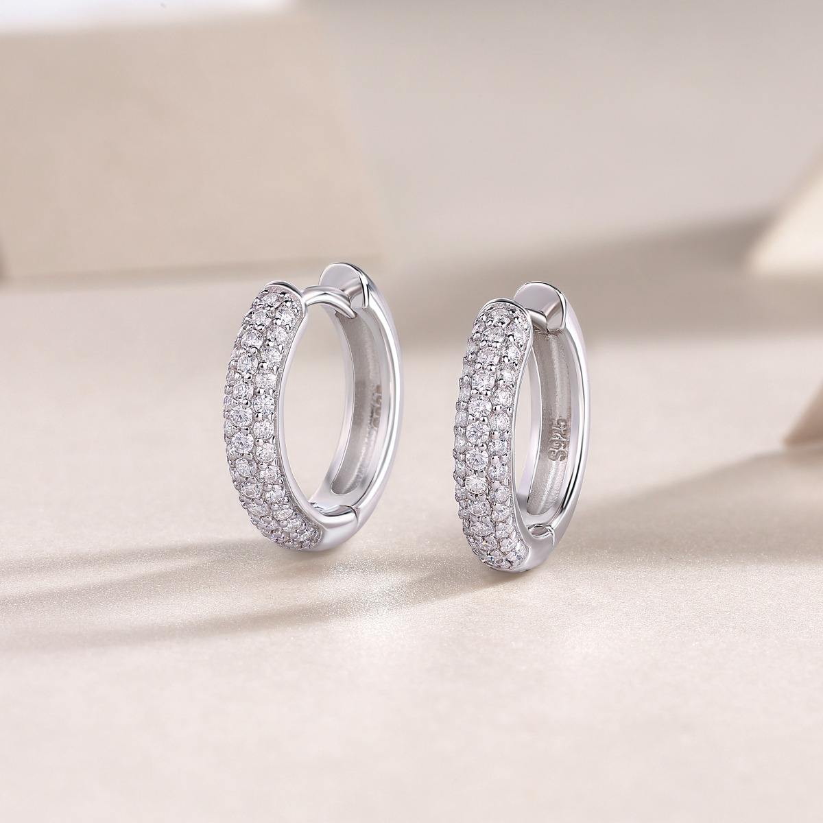 White Gold Moissanite Huggies