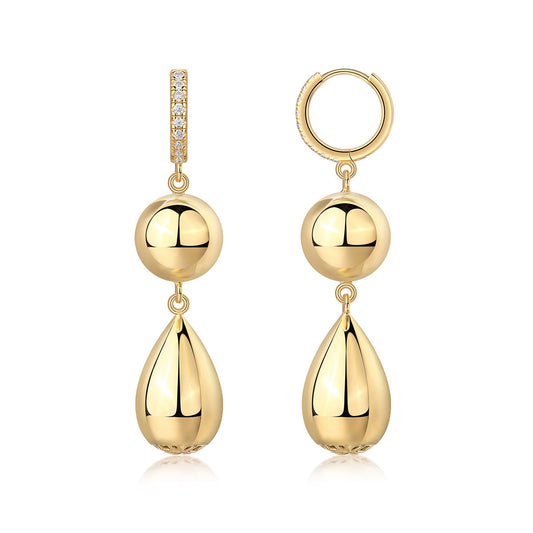 Gold Teardrop & Ball Dangle Moissanite Earrings
