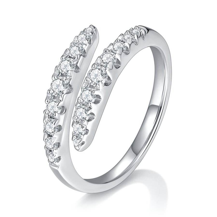 White Gold Coil Moissanite Ring