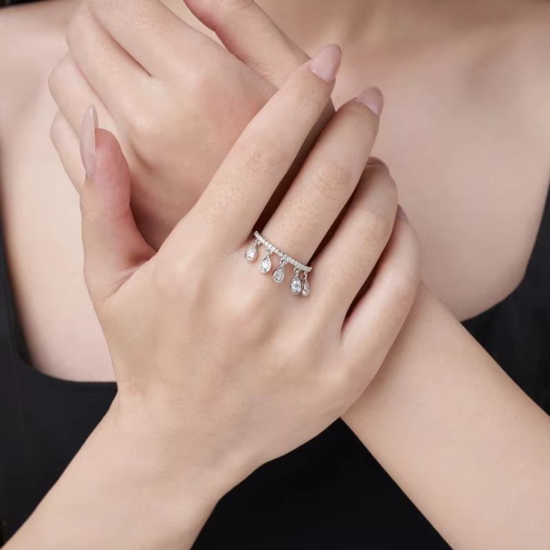 White Gold Raindrop Moissanite Ring