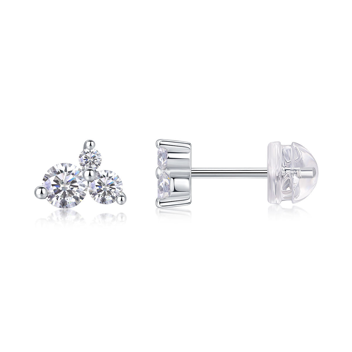 White Gold Cluster Moissanite Earrings