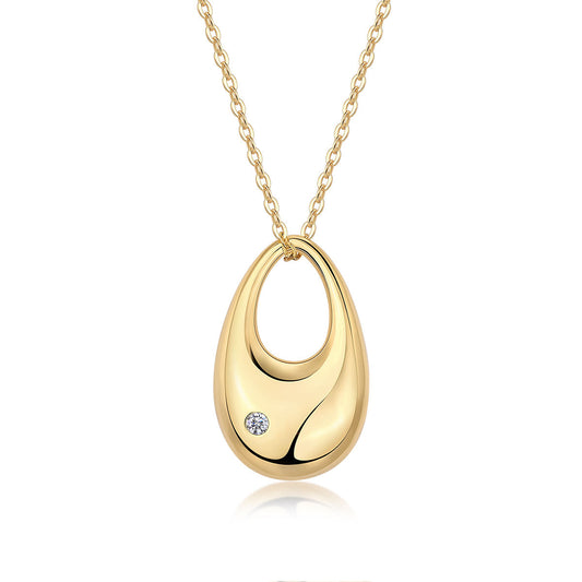 Gold Diamond Eclipse Necklace with Moissanite