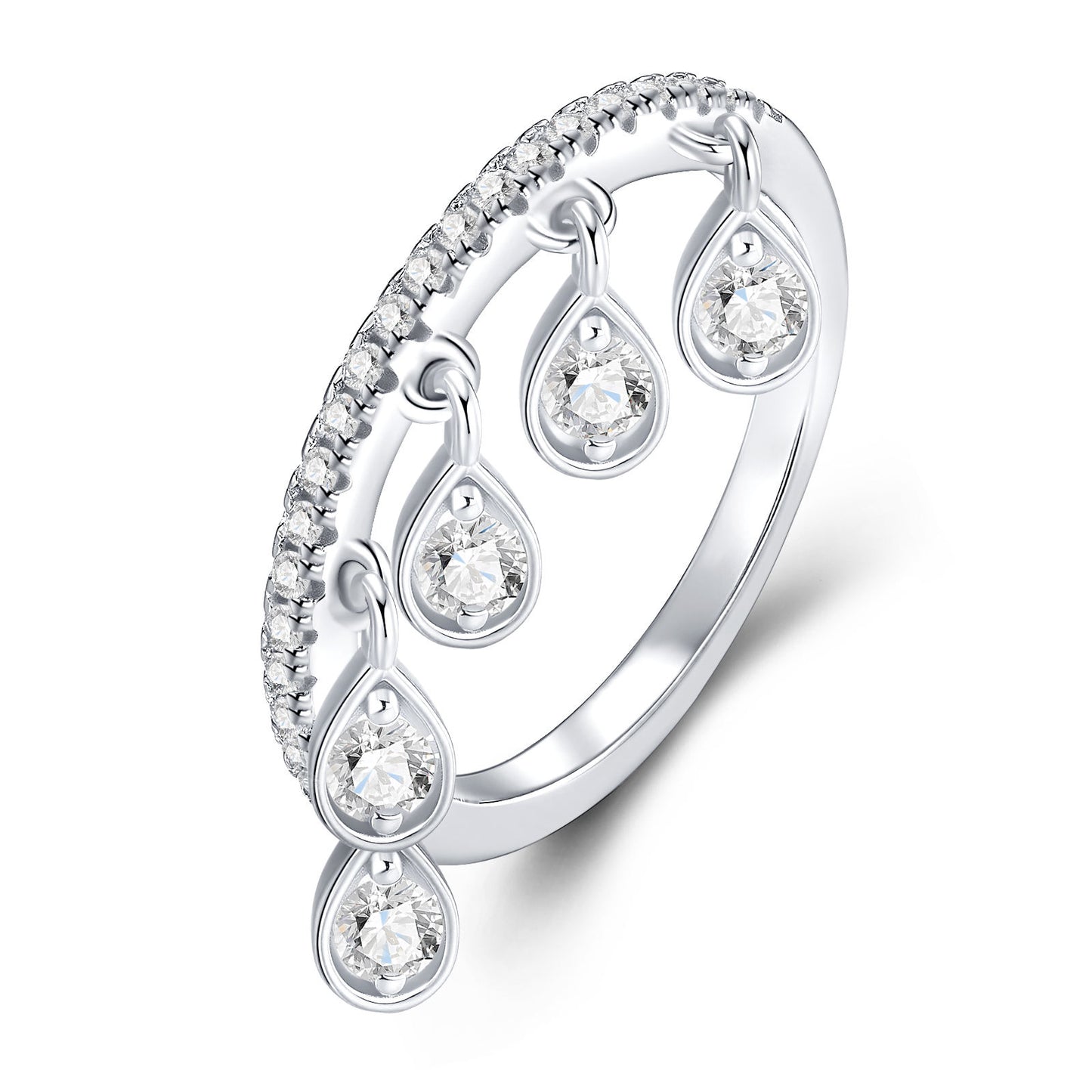 White Gold Raindrop Moissanite Ring