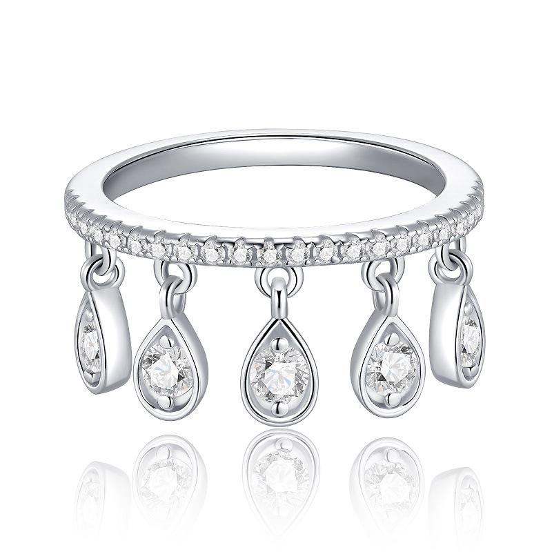 White Gold Raindrop Moissanite Ring