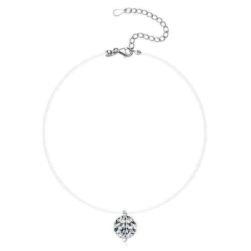 White Gold Solitaire Moissanite Necklace