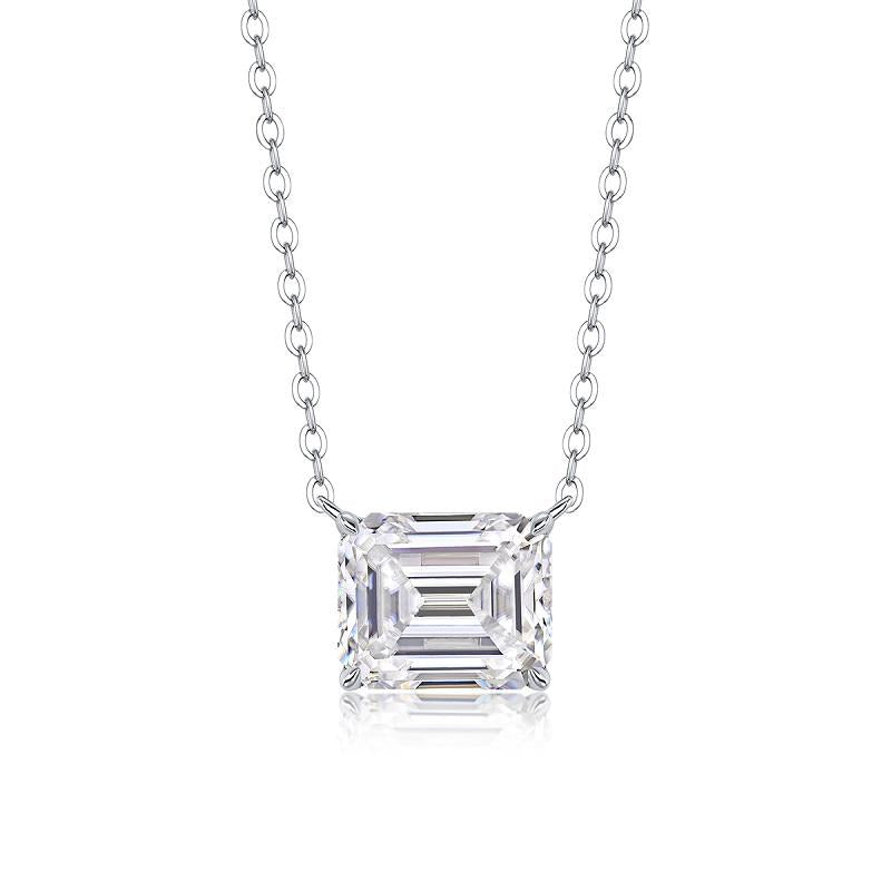 White Gold Moissanite Baguette Necklace