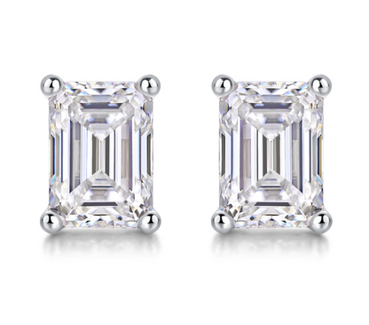 White Gold Baguette Moissanite Studs