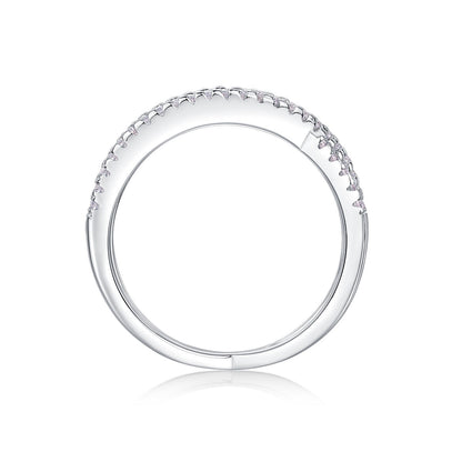 White Gold Crisscross Pavé Moissanite Ring