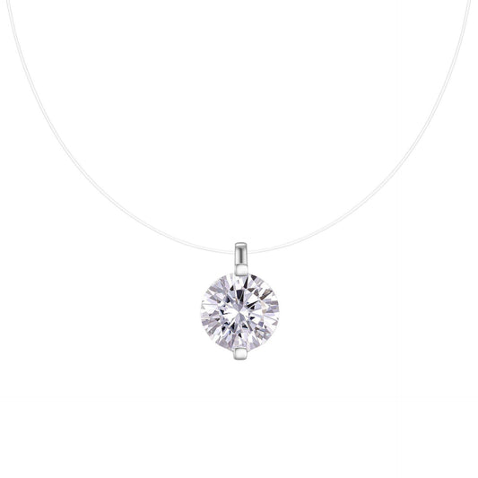White Gold Solitaire Moissanite Necklace