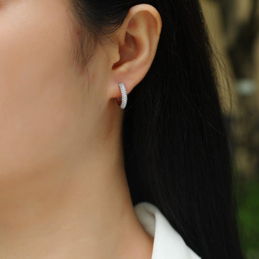 White Gold Moissanite Huggies