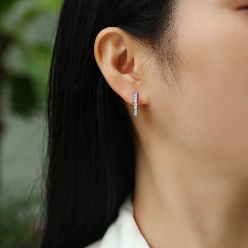 White Gold Inside Out Moissanite Hoop Earrings