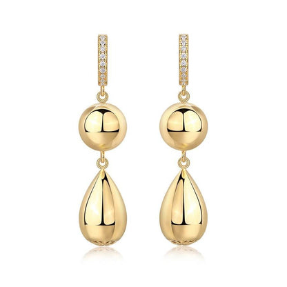 Gold Teardrop & Ball Dangle Moissanite Earrings