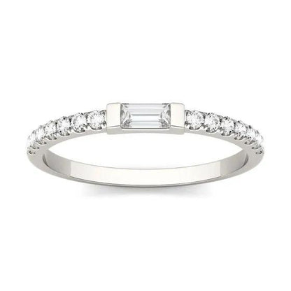 18k White Gold Eternity Band with Emerald Moissanite