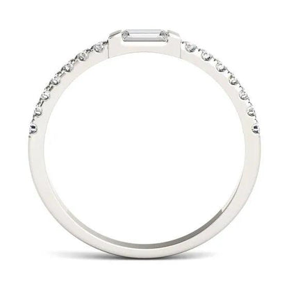 18k White Gold Eternity Band with Emerald Moissanite