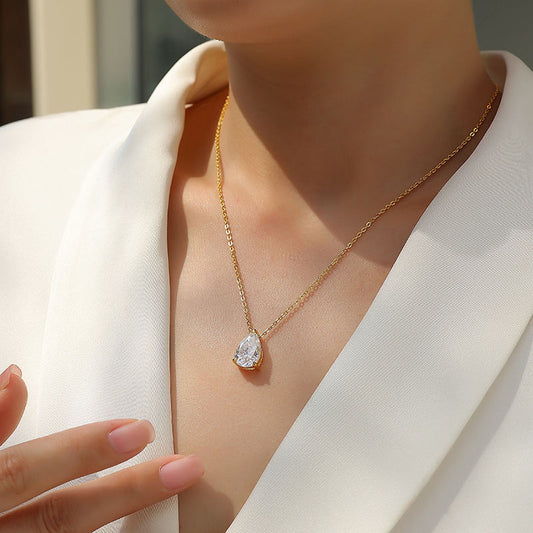 3CT Pear Shape Moissanite Necklace