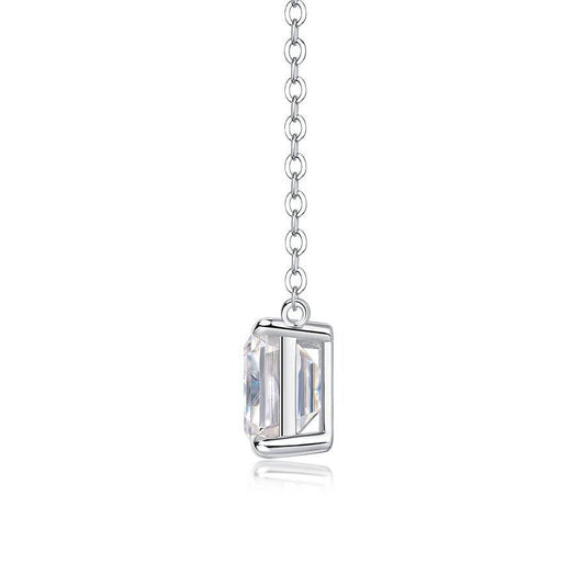 White Gold Moissanite Baguette Necklace