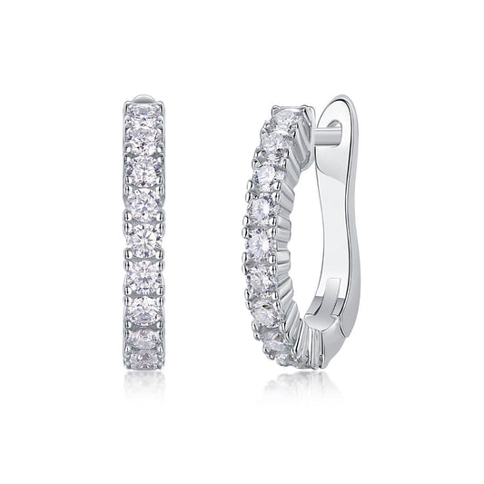 White Gold Inside Out Moissanite Hoop Earrings