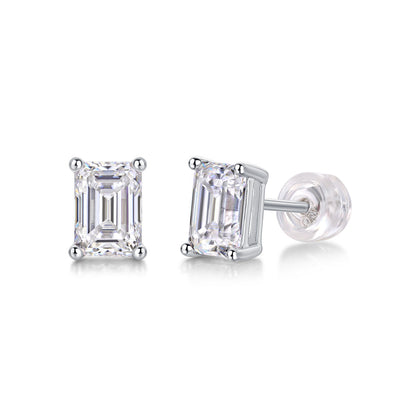 White Gold Baguette Moissanite Studs
