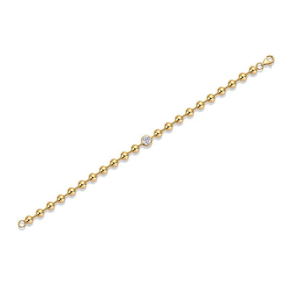 Gold Ball Chain Solitaire Moissanite Bracelet