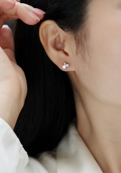 White Gold Cluster Moissanite Earrings