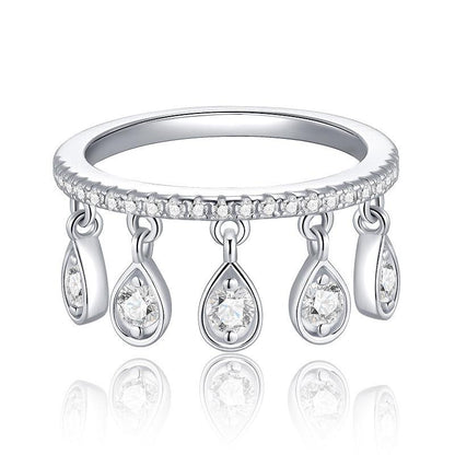 White Gold Raindrop Moissanite Ring