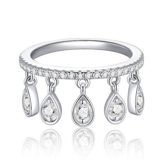 White Gold Raindrop Moissanite Ring