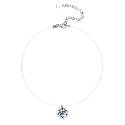 White Gold Solitaire Moissanite Necklace